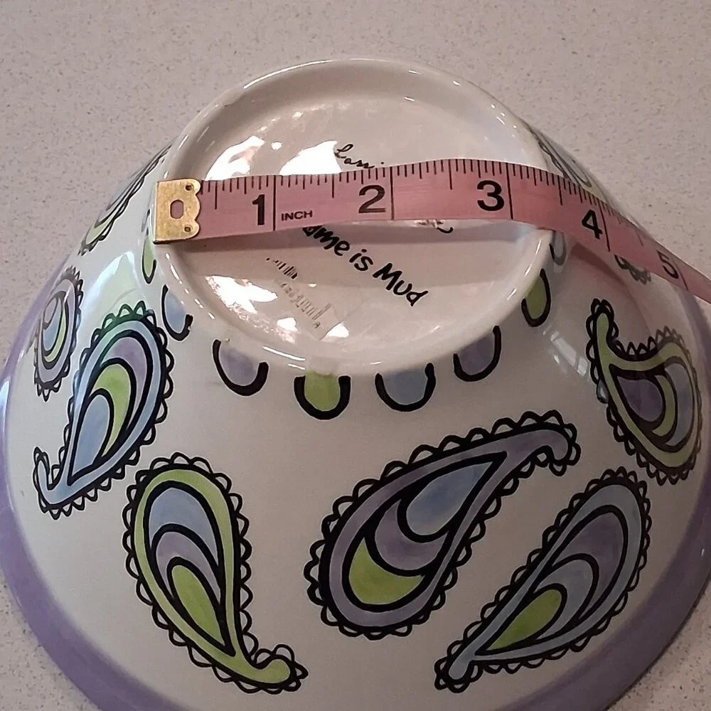 Lorrie Veasey Our Name is Mud Purple Paisley Feline Groovy Bowl